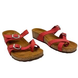 A.‎ Giannetti Made in Italy Red Strappy Contoured Footbed Sandals Sz 6/6.5 Basic